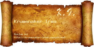 Krumenaker Irma névjegykártya